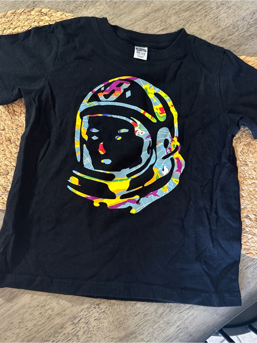 Black Kids Short-Sleeve Tee with Colorful Astronaut Helmet Graphic